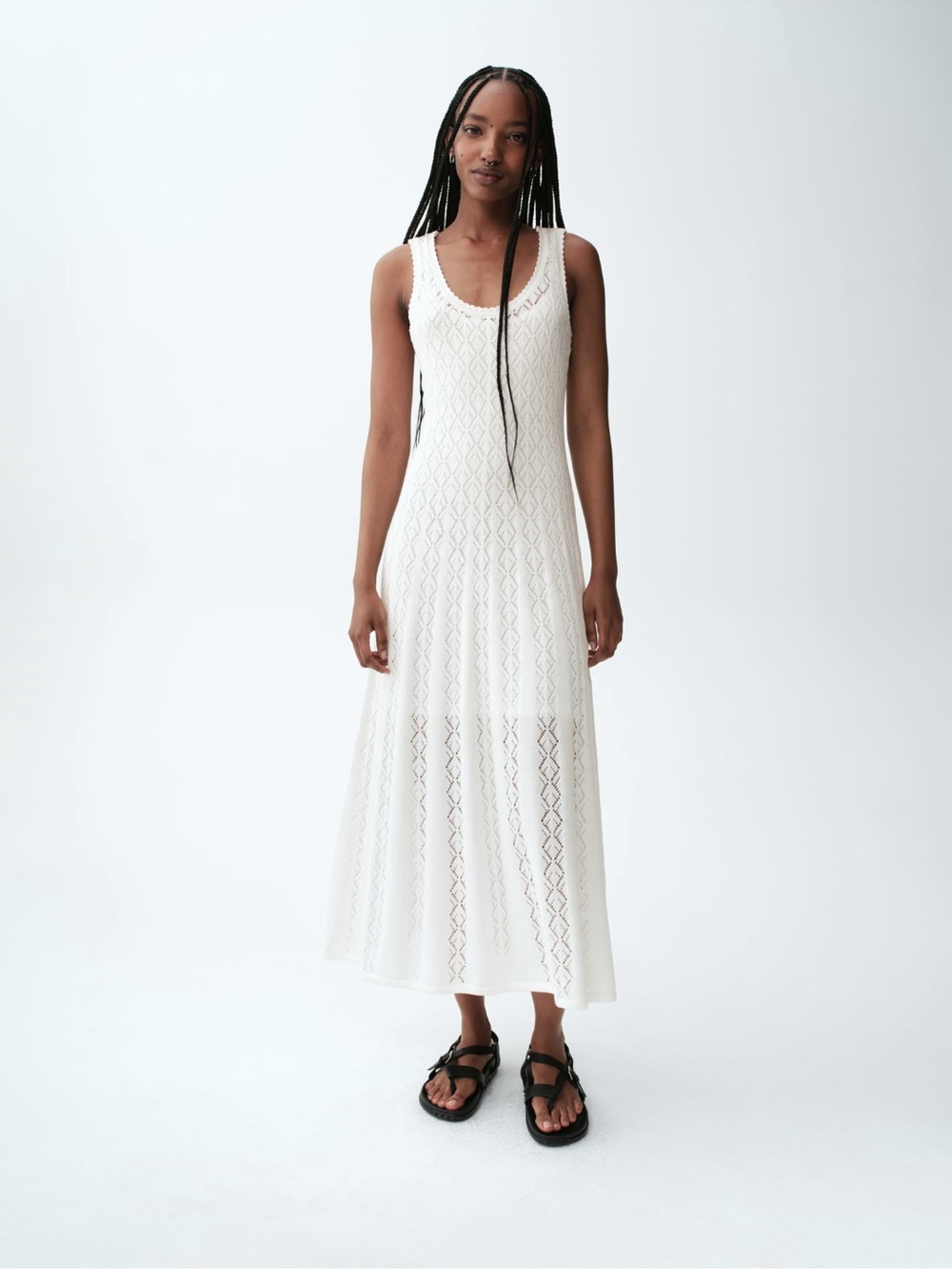 GAP Pointelle Maxi Knit Dress - white - size L - NWT - Picture 6 of 9